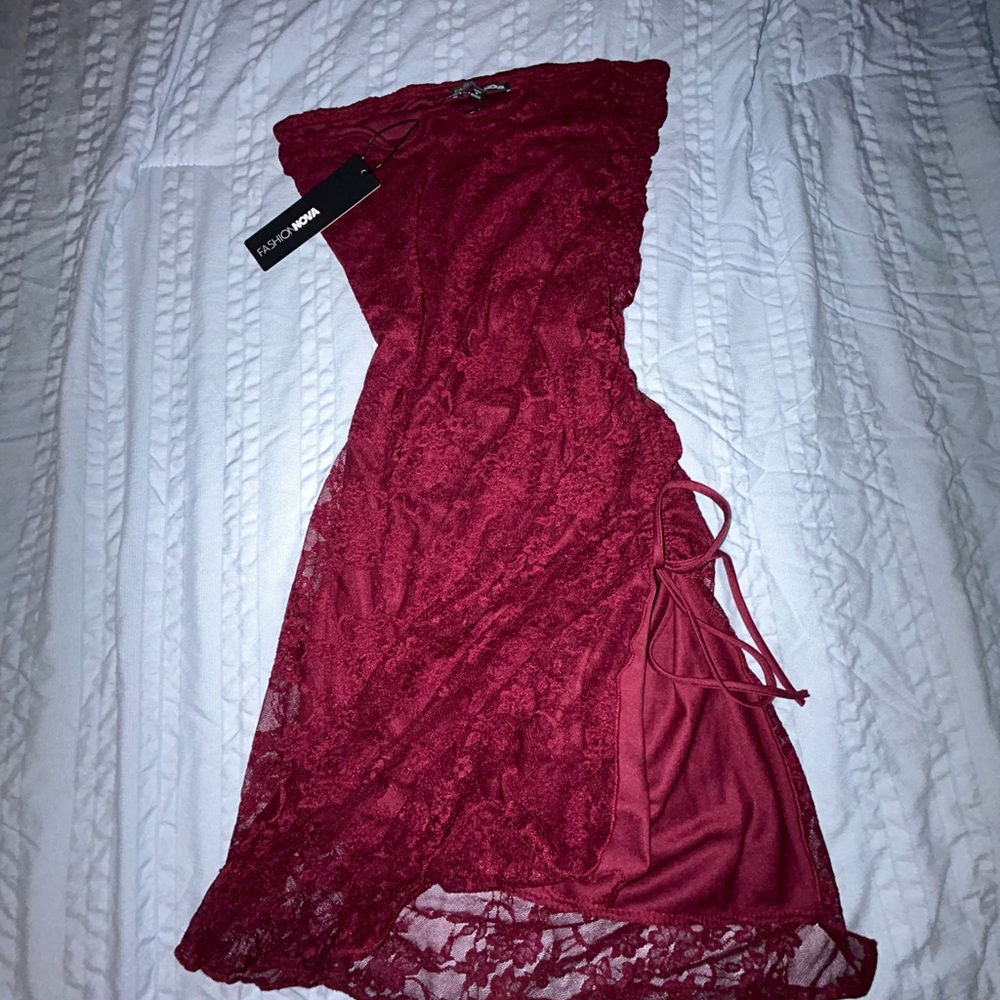 Fashion Nova Burgundy Lace Dress